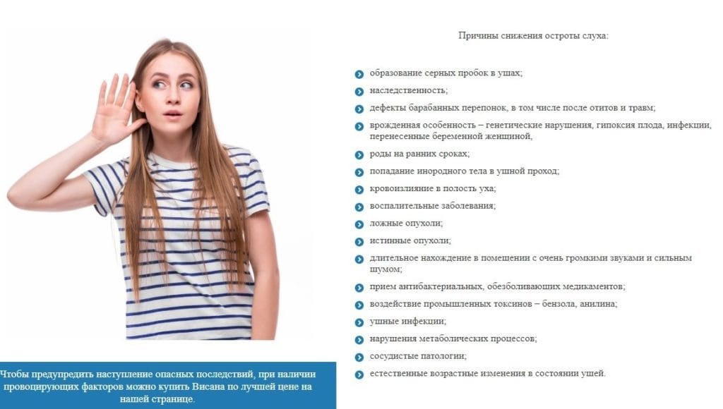 Висана для слуха показания